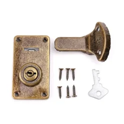 unbranded Kistor & Koffertar>Lås i bronsfärgad läderresväska, vintage metallås, antikt spänne, L