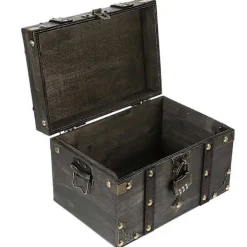 Kistor & Koffertar>Låsbar Förvaringslåda Piratskattkista Med Lås Stor Kapacitet Trälåda Kompatibel med Organisera Smycken 1-pack 22.00X15.00X13.50CM