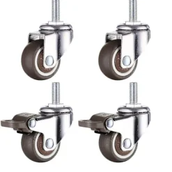 Balkongmöbler>M10 Svängbara Hjul Med Broms, Kraftiga Svängbara Hjul i Gummi, Arbetsbänk, Möbelhjul, Gängdiameter: 10mm, Längd 25mm, 2 Med B [DB]