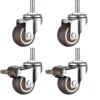 Balkongmöbler>M10 Svängbara Hjul Med Broms, Kraftiga Svängbara Hjul i Gummi, Arbetsbänk, Möbelhjul, Gängdiameter: 10mm, Längd 25mm, 2 Med B [DB]