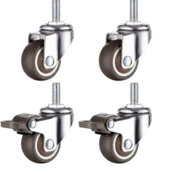 Balkongmöbler>M10 Svängbara Hjul Med Broms, Kraftiga Svängbara Hjul i Gummi, Arbetsbänk, Möbelhjul, Gängdiameter: 10mm, Längd 25mm, 2 Med B [DB]
