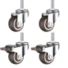 Balkongmöbler>M10 Vridbara Hjul Med Broms, Tunga Gummisvänghjul, Arbetsbord, Möbelhjul, Gängdiameter: 10mm, Längd 25mm, 2 Med Bromsar + 2