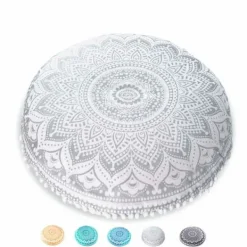 MANDALA LIFE ART Sittsäckar>Mandala livets konst kuddöverdrag - CAN5SILVERCOVER