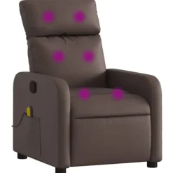 vidaXL Fåtöljer>Massagefåtölj brun konstläder