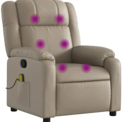 vidaXL Fåtöljer>Massagefåtölj cappuccino konstläder