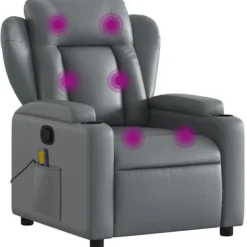 vidaXL Fåtöljer>Massagefåtölj grå konstläder