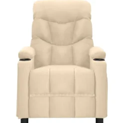 vidaXL Fåtöljer>Massagefåtölj gräddvit tyg