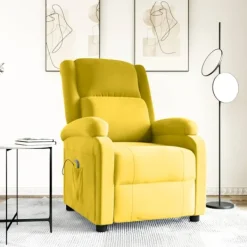 vidaXL Fåtöljer>Massagefåtölj gul sammet