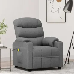 vidaXL Fåtöljer>Massagefåtölj ljusgrå tyg