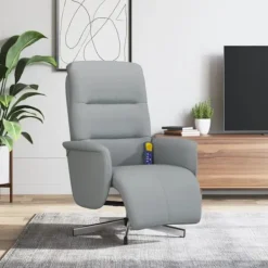 vidaXL Fåtöljer>Massagefåtölj med fotstöd ljusgrå tyg