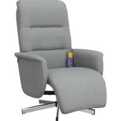 vidaXL Fåtöljer>Massagefåtölj med fotstöd ljusgrå tyg