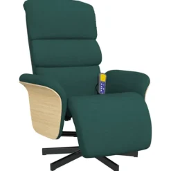 vidaXL Fåtöljer>Massagefåtölj med fotstöd mörkgrön tyg