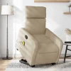 vidaXL Fåtöljer>Massagefåtölj med uppresningshjälp gräddvit tyg