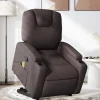 vidaXL Fåtöljer>Massagefåtölj med uppresningshjälp mörkbrun tyg