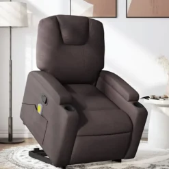vidaXL Fåtöljer>Massagefåtölj med uppresningshjälp mörkbrun tyg