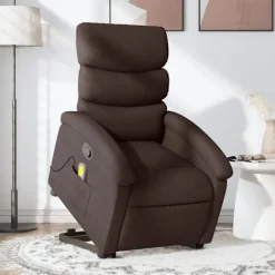 vidaXL Fåtöljer>Massagefåtölj med uppresningshjälp mörkbrun tyg