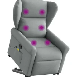 vidaXL Fåtöljer>Massagefåtölj med uppresningshjälp ljusgrå tyg