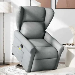 vidaXL Fåtöljer>Massagefåtölj med uppresningshjälp ljusgrå tyg