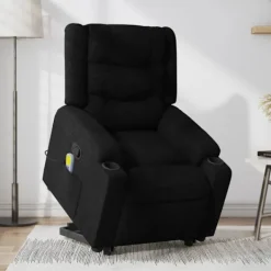 vidaXL Fåtöljer>Massagefåtölj med uppresningshjälp svart tyg