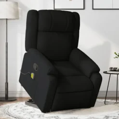 vidaXL Fåtöljer>Massagefåtölj med uppresningshjälp svart tyg