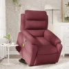 vidaXL Fåtöljer>Massagefåtölj med uppresningshjälp vinröd tyg