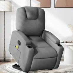vidaXL Fåtöljer>Massagefåtölj med uppresningshjälp mörkgrå tyg