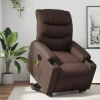 vidaXL Fåtöljer>Massagefåtölj med uppresningshjälp brun konstläder