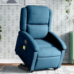 vidaXL Fåtöljer>Massagefåtölj med uppresningshjälp Blå sammet