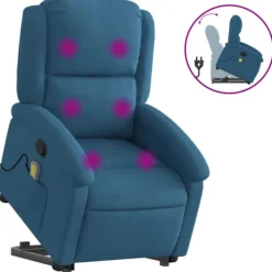 vidaXL Fåtöljer>Massagefåtölj med uppresningshjälp Blå sammet