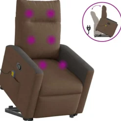 vidaXL Fåtöljer>Massagefåtölj med uppresningshjälp brun tyg