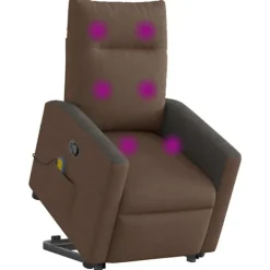 vidaXL Fåtöljer>Massagefåtölj med uppresningshjälp brun tyg