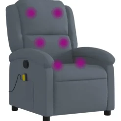 vidaXL Fåtöljer>Massagefåtölj mörkgrå sammet