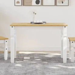 vidaXL Matbord>Matbord Corona vit 112x60x75 cm massiv furu