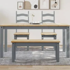 vidaXL Matgrupper>Matbord Panama grå 160x80x75 cm massiv furu