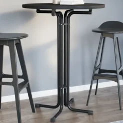 vidaXL Matgrupper>Matbord svart Ø80x110 cm konstruerat trä och stål