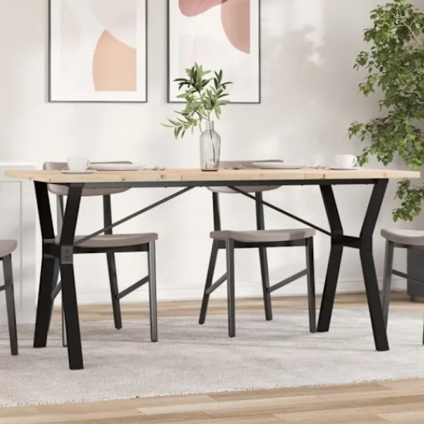 vidaXL Matbord>Matbord Y-ram 140x80x75,5 cm massiv furu och stål