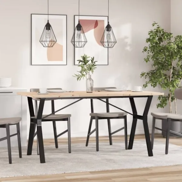 vidaXL Matbord>Matbord Y-ram 140x80x75,5 cm massiv furu och stål