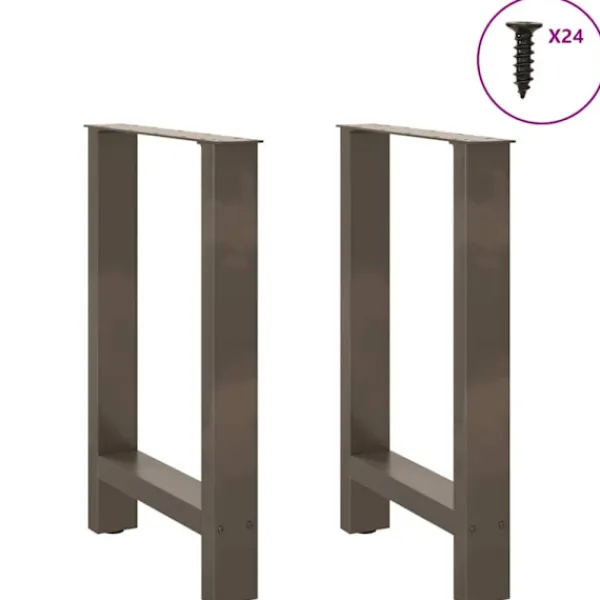 vidaXL Matbord>Matbordsben naturstål 2 st 60x(72-73) cm stål