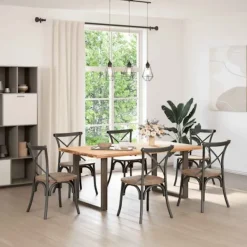 vidaXL Matbord>Matbordsben U-formade 2 st naturstål 80x(72-73) cm stål