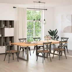 vidaXL Matbord>Matbordsben U-formade 3 st naturstål 100x(72-73) cm stål