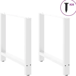 vidaXL Matbord>Matbordsben vita 2 st 70x(72-73) cm stål