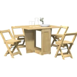 vidaXL Matgrupper>Matgrupp 5 delar Corona hopfällbar brunvaxad furu