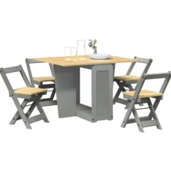 vidaXL Matgrupper>Matgrupp 5 delar Corona hopfällbar grå furu