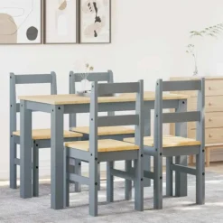 vidaXL Matgrupper>Matgrupp 5 delar "Panama" grå massiv trä furu