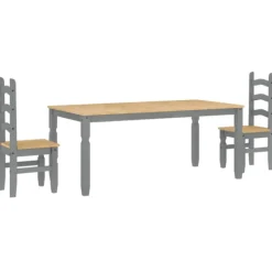 vidaXL Matgrupper>Matgrupp 3 delar "Panama" grå massiv trä furu
