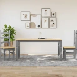 vidaXL Matgrupper>Matgrupp 3 delar "Panama" grå massiv trä furu