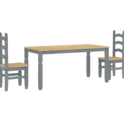 vidaXL Matgrupper>Matgrupp 3 delar "Panama" grå massiv trä furu