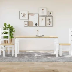 vidaXL Matgrupper>Matgrupp 3 delar "Panama" vit massiv trä furu