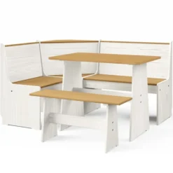 vidaXL Matgrupper>Matgrupp 3 delar REINE honungsbrun och vit massiv furu