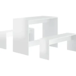 vidaXL Matgrupper>Matgrupp 3 delar vit högglans konstruerat trä